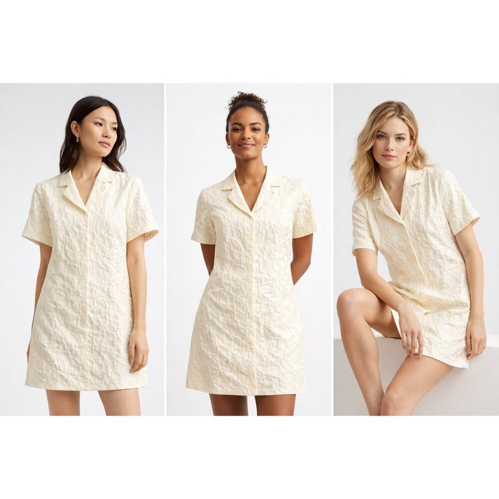 Sandy Liang Nurse Floral Jacquard Shirt Dress Large